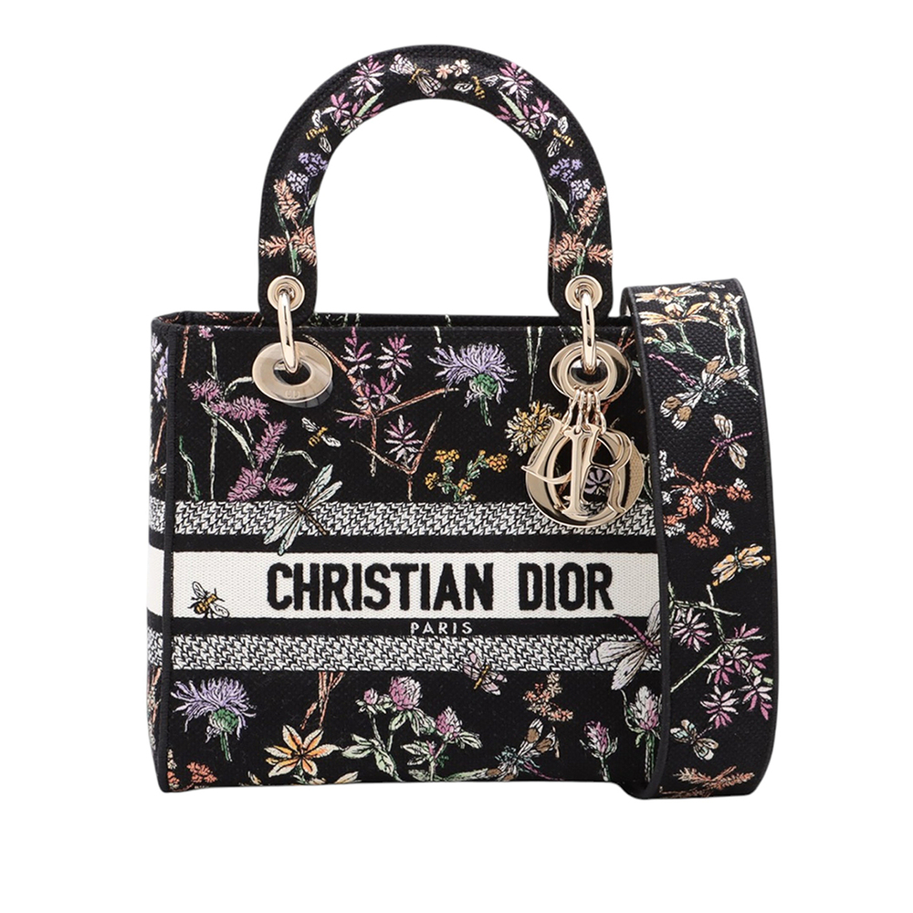 Pre-Loved Dior Medium Embroidered Canvas Herbarium Lady D Lite - Picture 1 of 10
